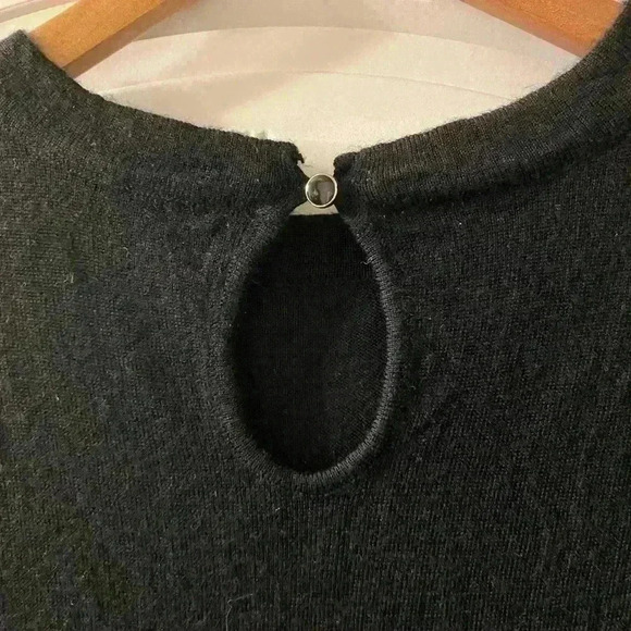 Black Vittadini 100% Soft Merino Wool Lace Dress - Picture 3 of 4